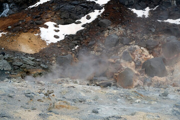 Sulphur springs at Krysuvik-Seltun on the Reykjanes Peninsula.