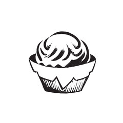Cupcake Black and White Illustration