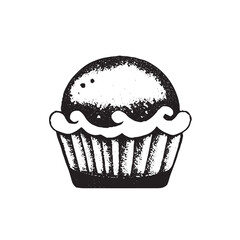 Cupcake Black and White Illustration