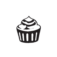 Cupcake Black and White Illustration