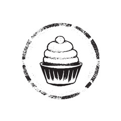 cupcake black and white illustration