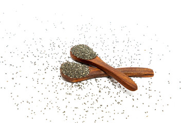 Nigella or black cumin with medicinal tulsi seeds islated on white background
