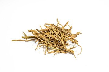 Ashwagandha or Aswaganda OR Indian Ginseng is an Ayurveda medicine Isolated on plain background