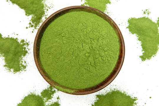 Herbal amina henna mehandi powder on white background 