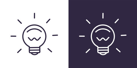 Light bulb icon in cartoon style. Isolated black and white vector symbol energy and thinking for your design