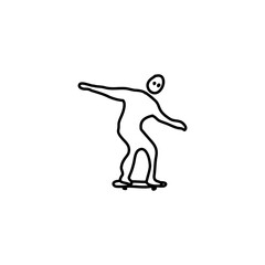 Fototapeta na wymiar Hand drawn Skateboarding icon, simple doodle icon