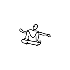 Hand drawn Skateboarding icon, simple doodle icon