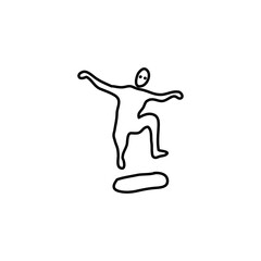 Fototapeta na wymiar Hand drawn Skateboarding icon, simple doodle icon