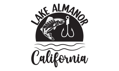 Lake almanor California- Fishing t shirt design, svg eps Files for Cutting, Handmade calligraphy vector illustration, Hand written vector sign, svg, vector eps 10