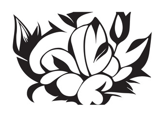 Floral Black and White Illustration