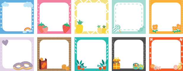 black space with cute photo frame illustration clipart for kids or worksheet