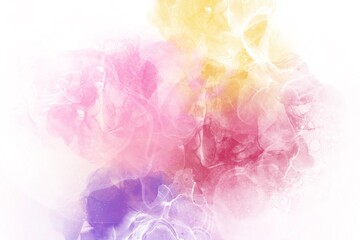 Fototapeta premium 抽象的なアルコールインクアート）白背景に黄色・ピンク・赤・紫のマーブル 水彩 抽象的 波 春 温もり