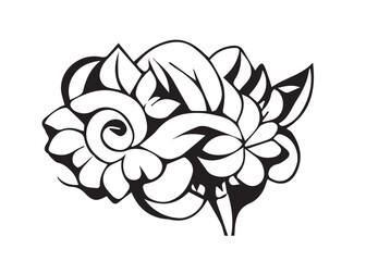 Floral Illustration Tattoo Black and White
