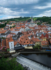 Fototapeta na wymiar Aerial view over the old Town of Cesky Krumlov, Czech Republic