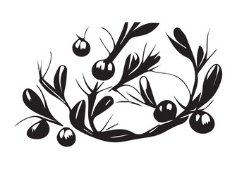 Christmas mistletoe black and white illustration