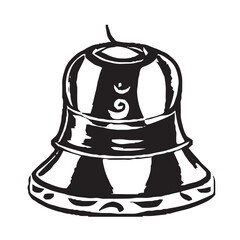 Christmas Holiday Bell Illustration Black and White
