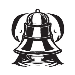 Christmas Holiday Bell Illustration Black and White
