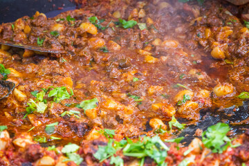 Stewed beef with potatoes at Brick Lane market in London