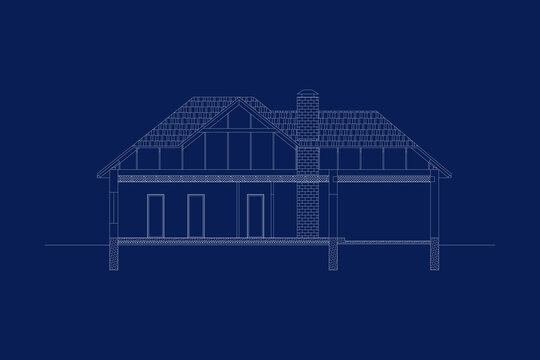 Blueprint. Modern architectural background. Cross-section house. Vector illustration. 10 eps.