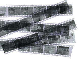 Naklejka premium stack of old negative photographic films