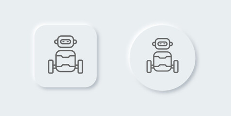 Robot line icon in neomorphic design style. Artificial intelligence signs vector illustration.
