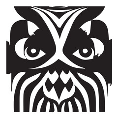Tribal Mask Black and White Illustration