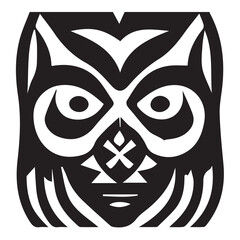 Tribal Mask Black and White Illustration