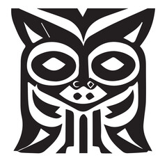 Tribal Mask Black and White Illustration