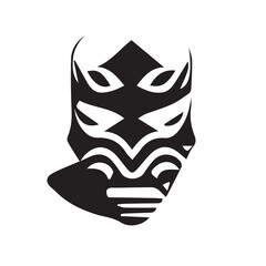 Tribal Mask Black and White Illustration
