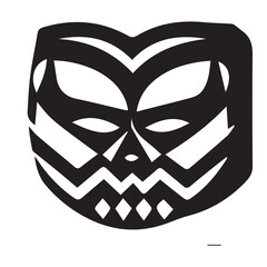 Tribal Mask Black and White Illustration