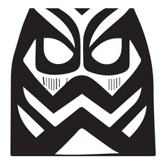 Tribal Mask Black and White Illustration