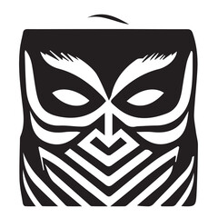 Tribal Mask Black and White Illustration