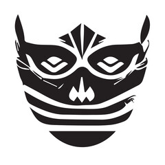 Tribal Mask Black and White Illustration