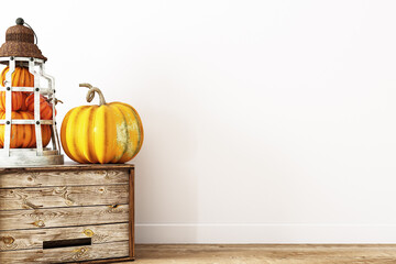 halloween pumpkin wall mockup