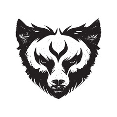 Wolf Head Black and White Illustration