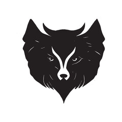 Wolf Head Black and White Illustration