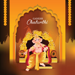 Happy ganesh chaturthi celebration greeting card
