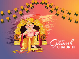 Happy ganesh chaturthi celebration greeting card
