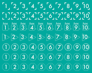 シンプル数字アイコン（フレーム）セット_白