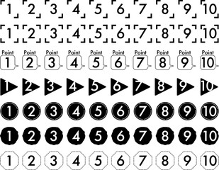 シンプル数字アイコン（フレーム）セット_黒