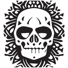 Skull Day of The Dead Black and White
