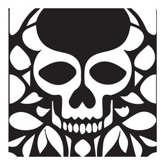 Skull Day of The Dead Black and White
