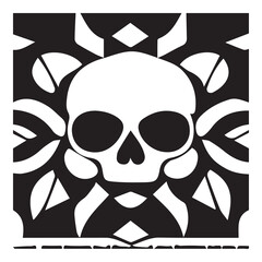 Skull Day of The Dead Black and White
