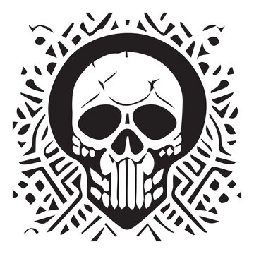 Skull Day of The Dead Black and White
