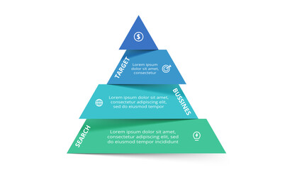 Pyramid with 4 elements, infographic template for web, business, presentations, vector illustration. Business data visualization.