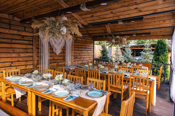 decorated table wedding feast in nature