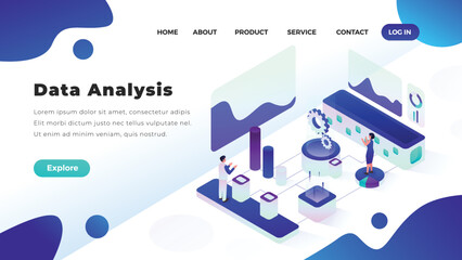 Data Analysis Isometric for Web Design