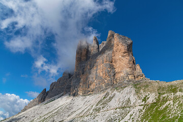 The famous three peaks of Lavaredo, in Dolomites, Italy