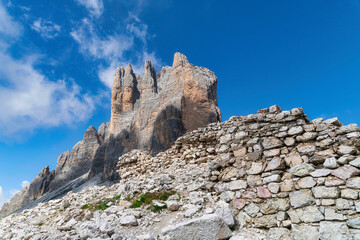 The famous three peaks of Lavaredo, in Dolomites, Italy
