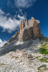 The famous three peaks of Lavaredo, in Dolomites, Italy